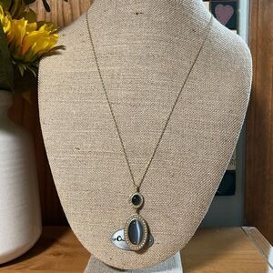 Lucky Brand Silver Teardrop Necklace with Turquoise Accent #LBNK7